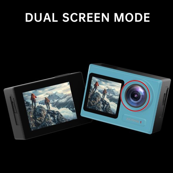 4K60FPS 30MP Action Camera with Front LCD and Touch Rear Screens, Underwater Camera with 64GB Memory Card, 132FT Waterproof Camera, EIS, 5X Zoom, WiFi Remote Control（Blue） - Image 2