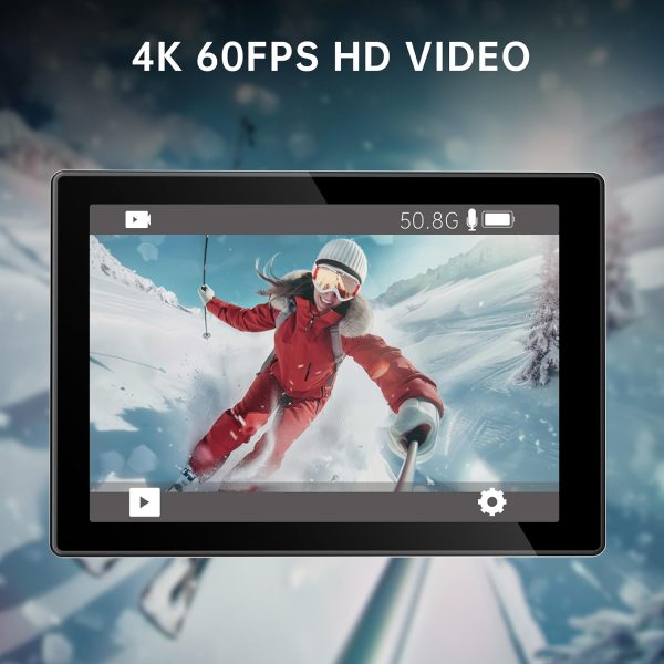 4K60FPS 30MP Action Camera with Front LCD and Touch Rear Screens, Underwater Camera with 64GB Memory Card, 132FT Waterproof Camera, EIS, 5X Zoom, WiFi Remote Control（Blue） - Image 6