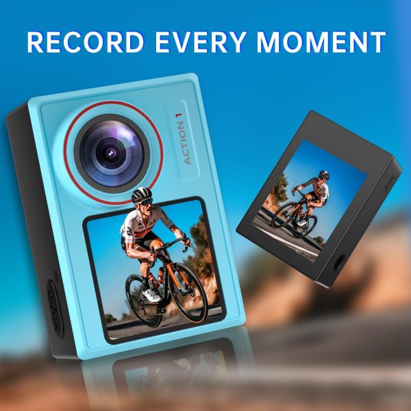 4K60FPS 30MP Action Camera with Front LCD and Touch Rear Screens, Underwater Camera with 64GB Memory Card, 132FT Waterproof Camera, EIS, 5X Zoom, WiFi Remote Control（Blue） - Image 8