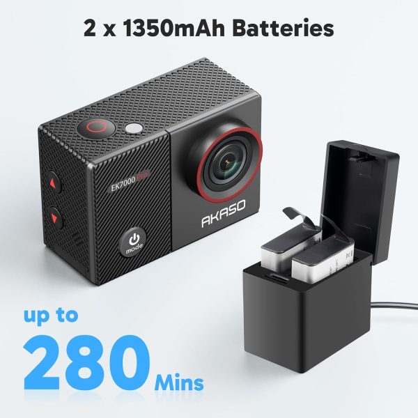AKASO EK7000 Pro 4K30fps Action Camera with Touch Screen EIS 131ft Waterproof Underwater Camera Remote Control 5X Zoom with Helmet Accessories Kit (Standalone) - Image 7