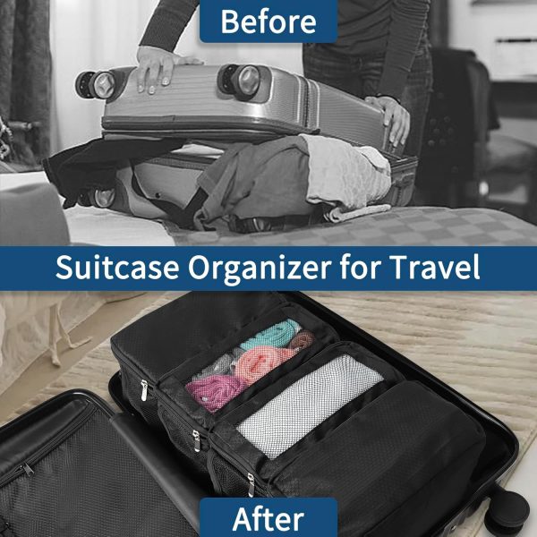 esouler Suitcase Organizer - Hanging Packing Cubes & Portable Collapsible Travel Shelves for Carry-on (Black, Small) - Image 3