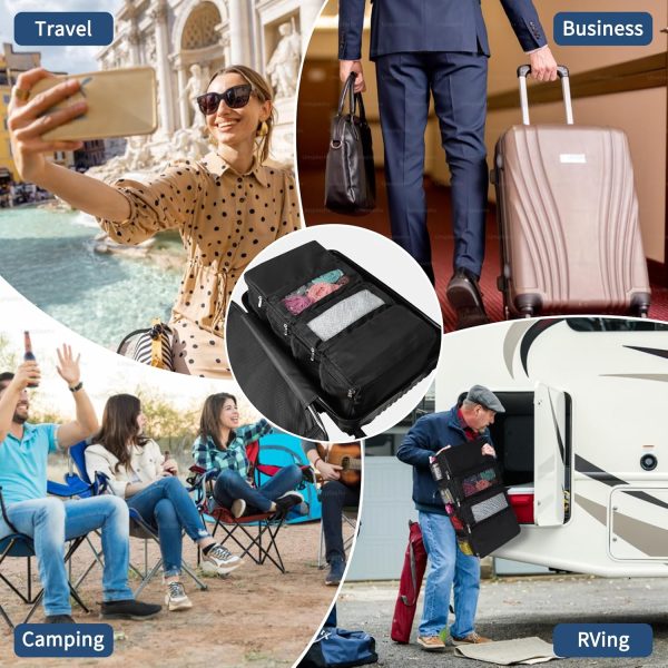 esouler Suitcase Organizer - Hanging Packing Cubes & Portable Collapsible Travel Shelves for Carry-on (Black, Small) - Image 7
