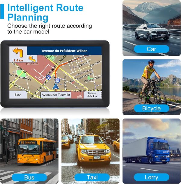 GPS Navigator for Car Truck RV, Latest 2025 Map, 7 inch Touch Screen Real Voice Spoken Turn-by-Turn Direction Reminding Navigation System for Cars, Vehicle GPS with Speed and Red Light Warning (Blue) - Image 5