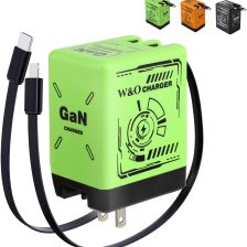 W&O Smart Charger, 2 in 1 W&O 120w Fast Charger, Retractable Wall Fast Charger, Portable Charger with All in 1 Foldable Plug, Fast Charging Power Adapter for Smartphones (Green)