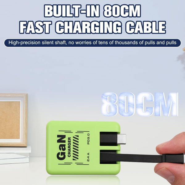W&O Smart Charger, 2 in 1 W&O 120w Fast Charger, Retractable Wall Fast Charger, Portable Charger with All in 1 Foldable Plug, Fast Charging Power Adapter for Smartphones (Green) - Image 2