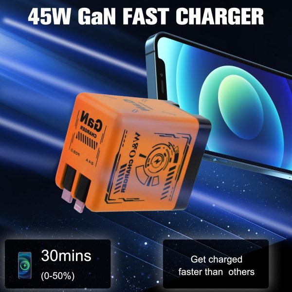 W&O Smart Charger, 2 in 1 W&O 120w Fast Charger, Retractable Wall Fast Charger, Portable Charger with All in 1 Foldable Plug, Fast Charging Power Adapter for Smartphones (Green) - Image 6